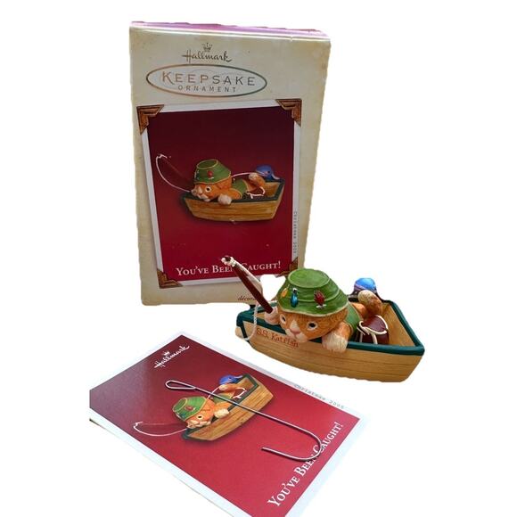 Hallmark Holiday Christmas Ornament – “You've Been Caught” Fishing Cat in Boat - Picture 1 of 4